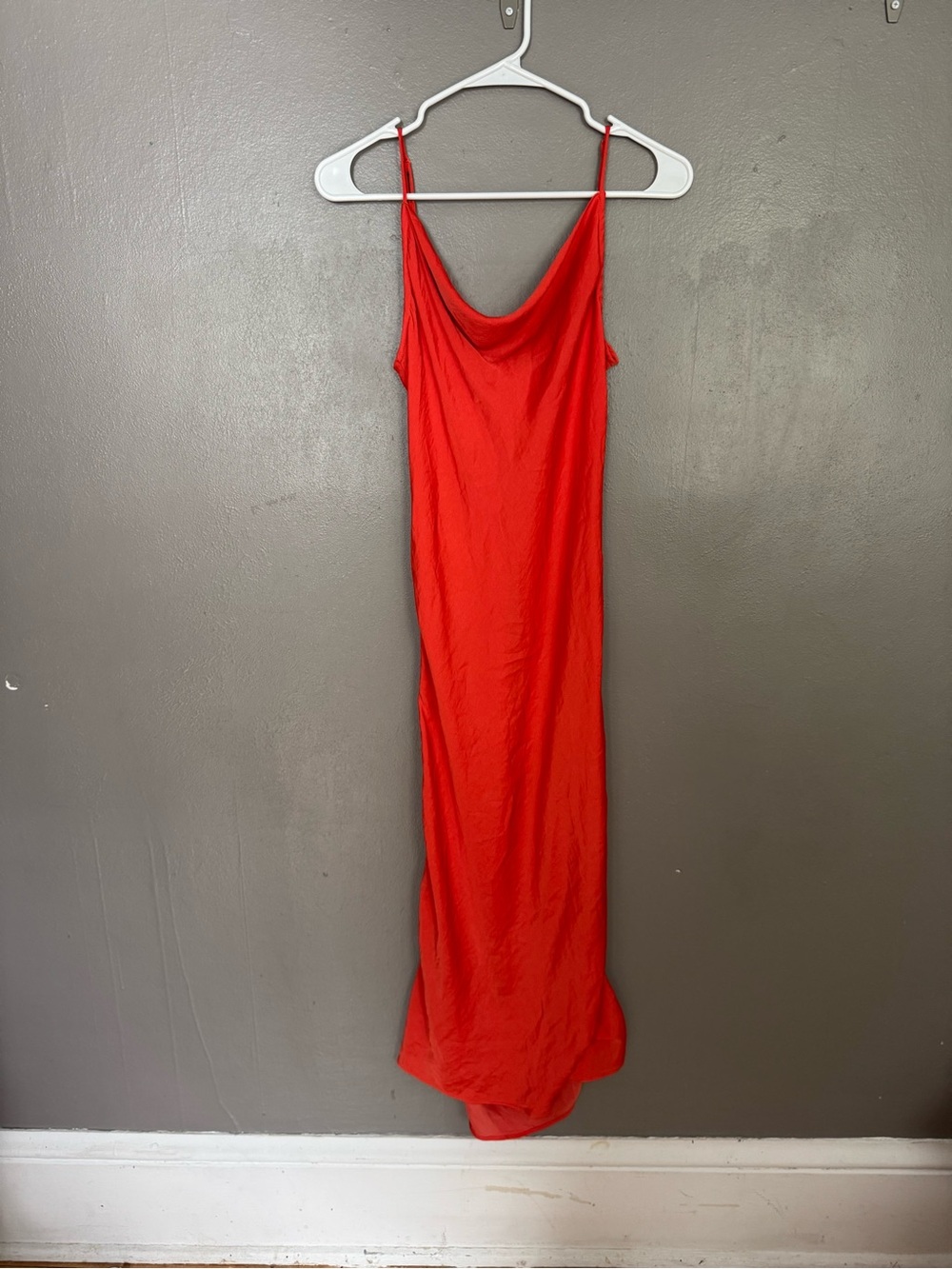 Free People Red/Orange Cowl-Neck Slip Maxi Dress
